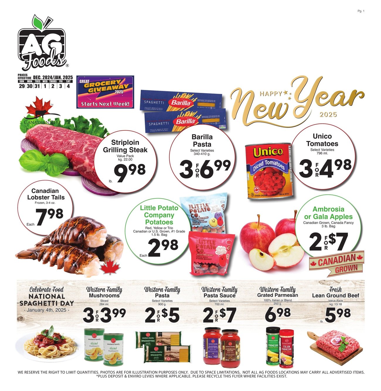 AG Foods Weekly Flyer Specials from Dec 29th to Jan 4th 2025 Flyers