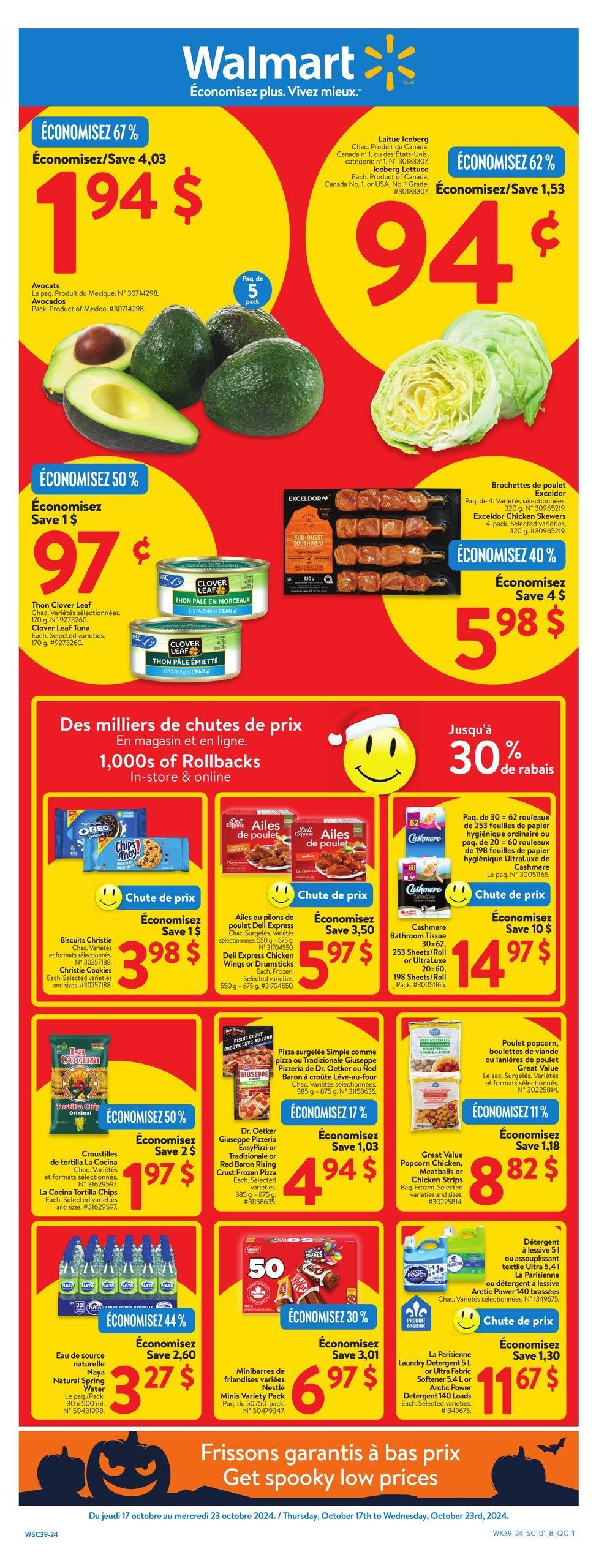 Walmart Canada Quebec Weekly Flyer Specials from Oct 17th to Oct